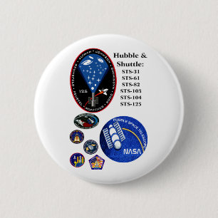 The Hubble Telescope and the Shuttle 2 Inch Round Button