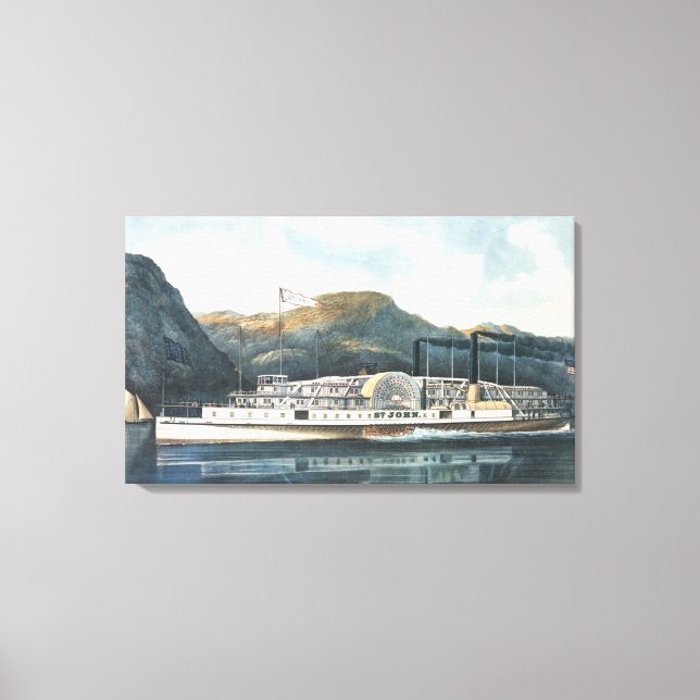 The Hudson River Steamboat `St. John' Canvas Print (Front)