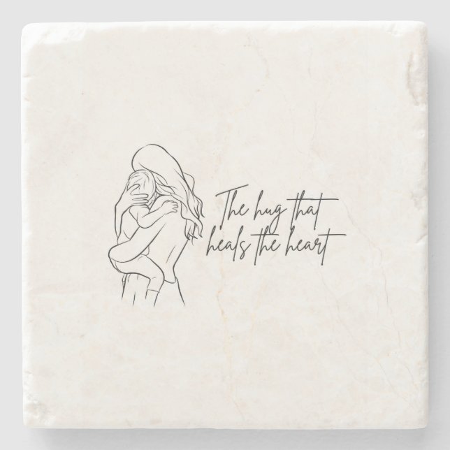 The Hug That Heals the Heart Stone Coaster  (Front)