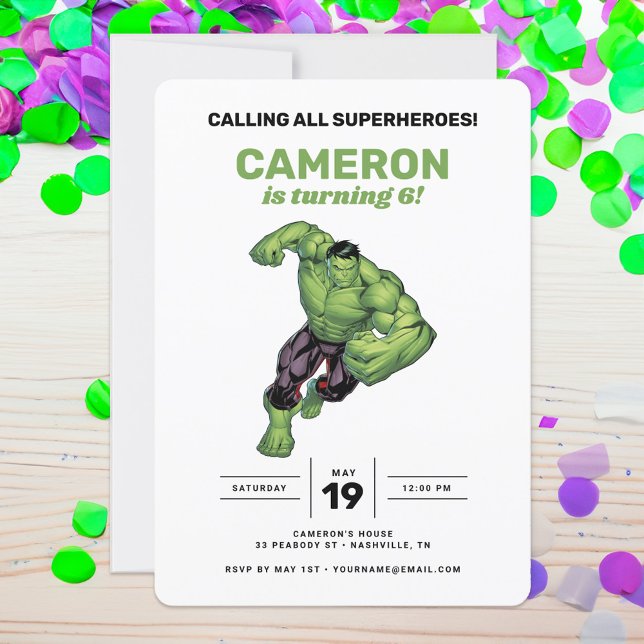 The Hulk Birthday Invitation (Invitation on table)