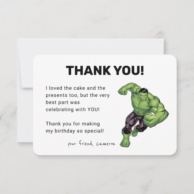 The Hulk Birthday Thank You Invitation (Front)