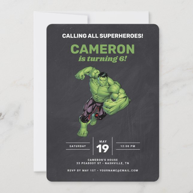 The Hulk Chalkboard Birthday Invitation (Front)