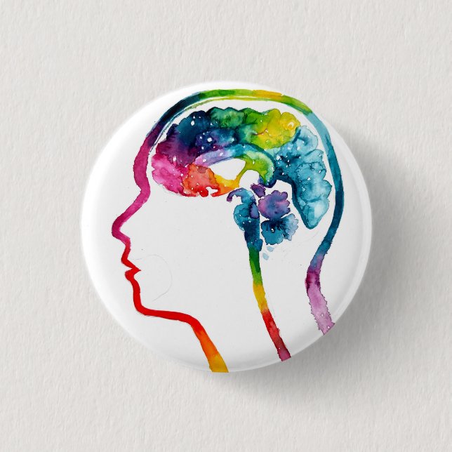 The human brain 1 inch round button (Front)