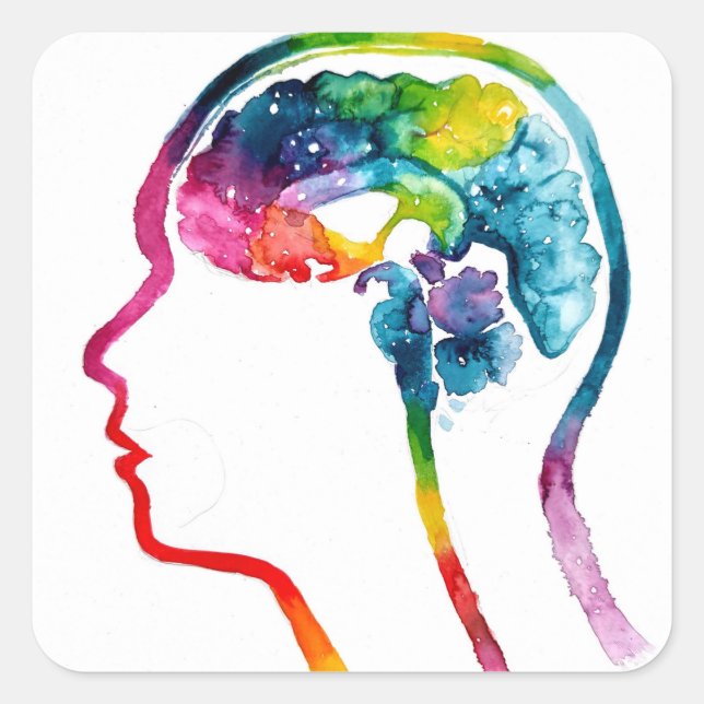 The human brain square sticker (Front)