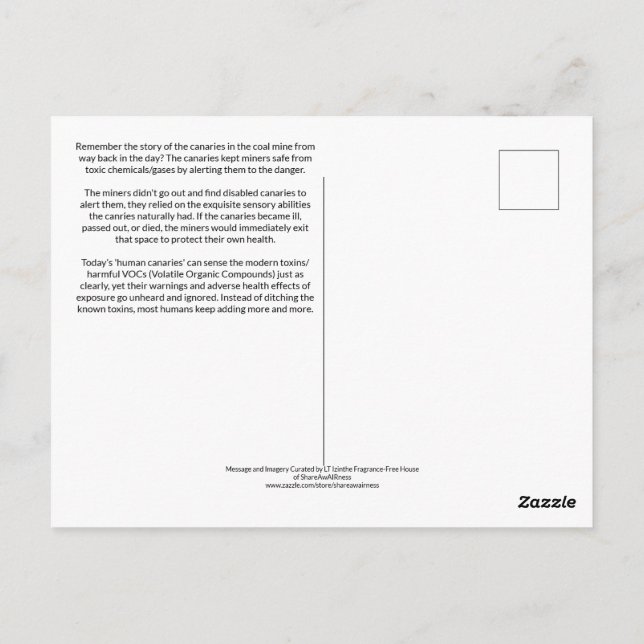 The Human Canaries Already Know Postcard (Back)