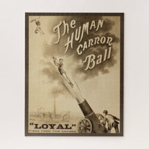 The Human Cannon Ball, Vintage Circus Poster Jigsaw Puzzle