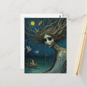 The Human Tree Sheltering Birds in the Moonlight Postcard