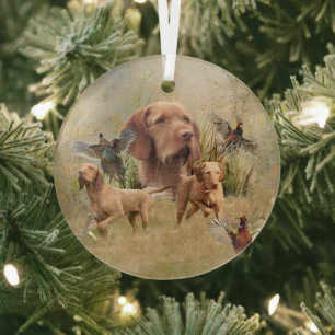 The Hungarian Wirehaired Vizsla Glass Ornament