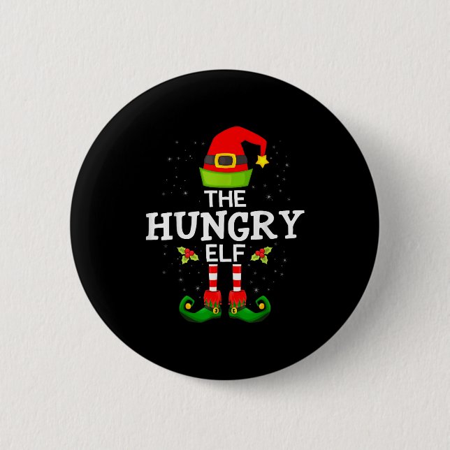 The Hungry Elf Christmas Family Matching Pajama  2 Inch Round Button (Front)