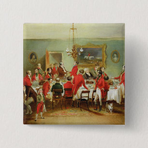The Hunt Breakfast, Bachelor's Hall, 1836 (oil on 2 Inch Square Button