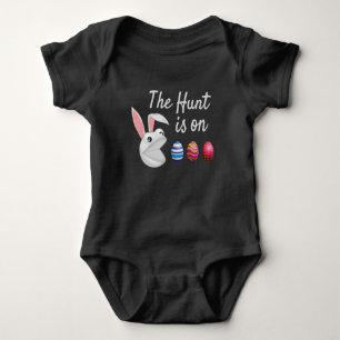 The hunt is on Easter Bunny Egg Hunt Baby Bodysuit