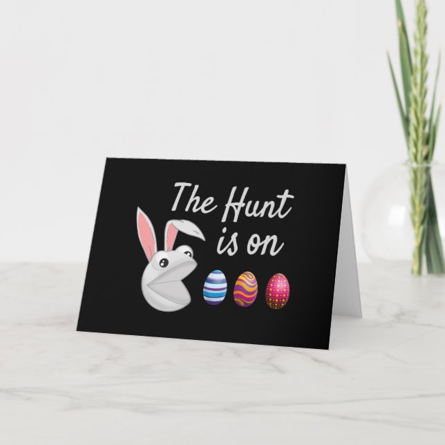 The hunt is on Easter Bunny Egg Hunt Card (Front)