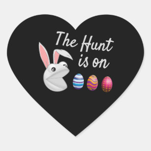 The hunt is on Easter Bunny Egg Hunt Heart Sticker