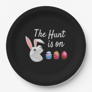 The hunt is on Easter Bunny Egg Hunt Paper Plate
