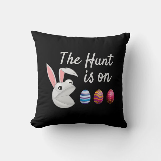 The hunt is on Easter Bunny Egg Hunt Throw Pillow (Front)