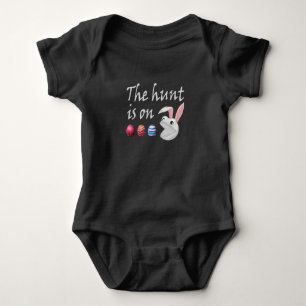 The hunt is on Easter Rabbit Egg Hunt Baby Bodysuit