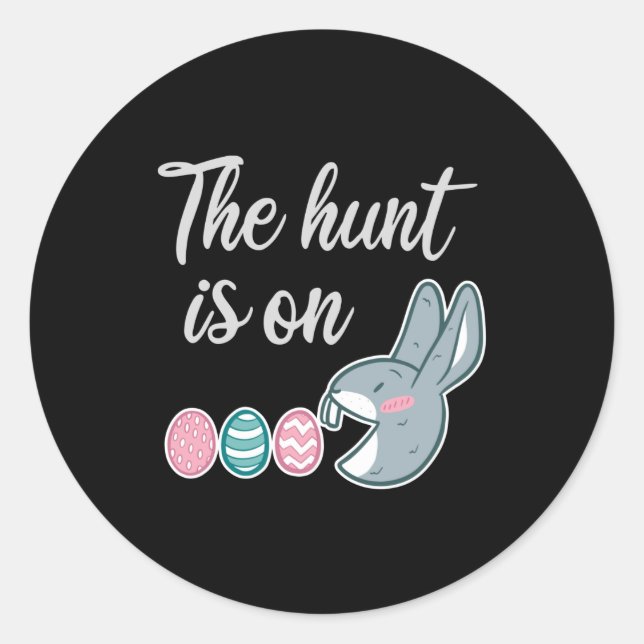 The hunt is on Easter Rabbit Egg Hunt Classic Round Sticker (Front)