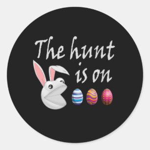 The hunt is on Easter Rabbit Egg Hunt Classic Round Sticker