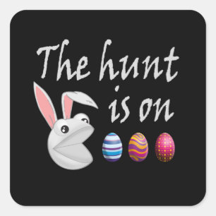 The hunt is on Easter Rabbit Egg Hunt Square Sticker