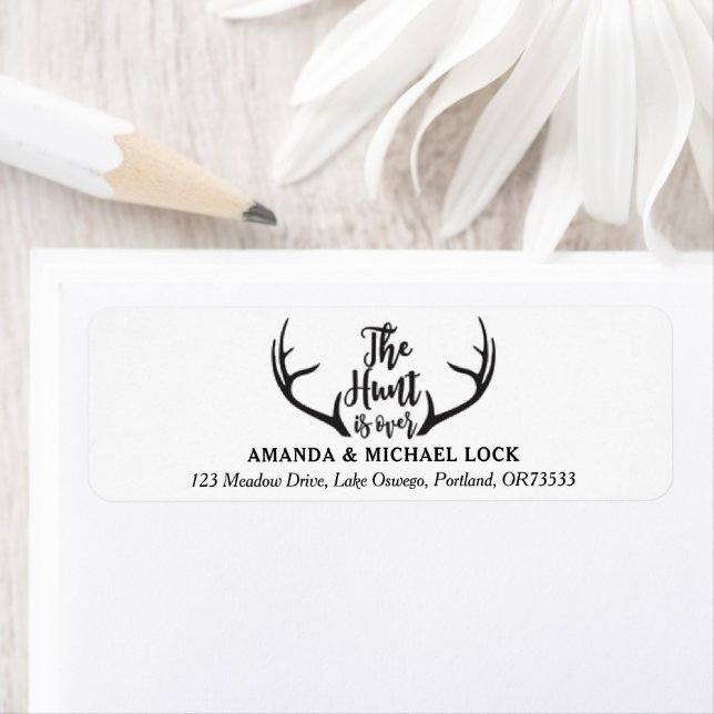 "The Hunt is Over" Antler Wedding Personalized (Insitu)