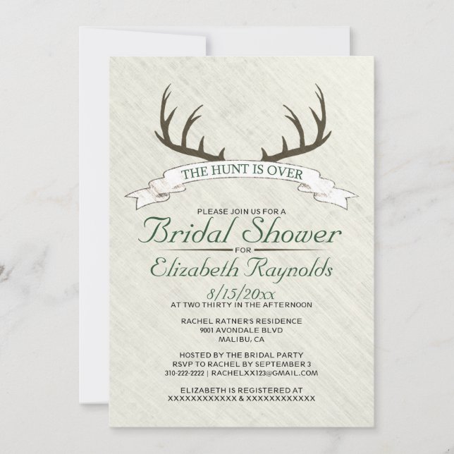 The Hunt is Over Bridal Shower Invitations (Front)