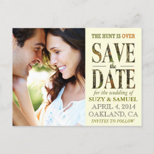 The Hunt is Over Camo Save The Date Announcement Postcard