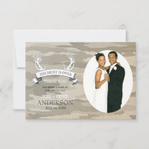 "The Hunt is Over" Camo Wedding Photo Thank You