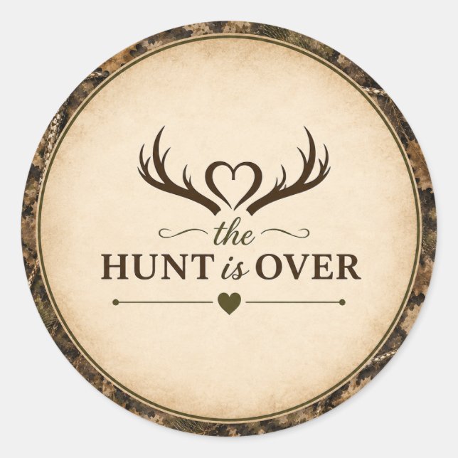 The Hunt Is Over Camouflage Wedding Envelope Seal  (Front)