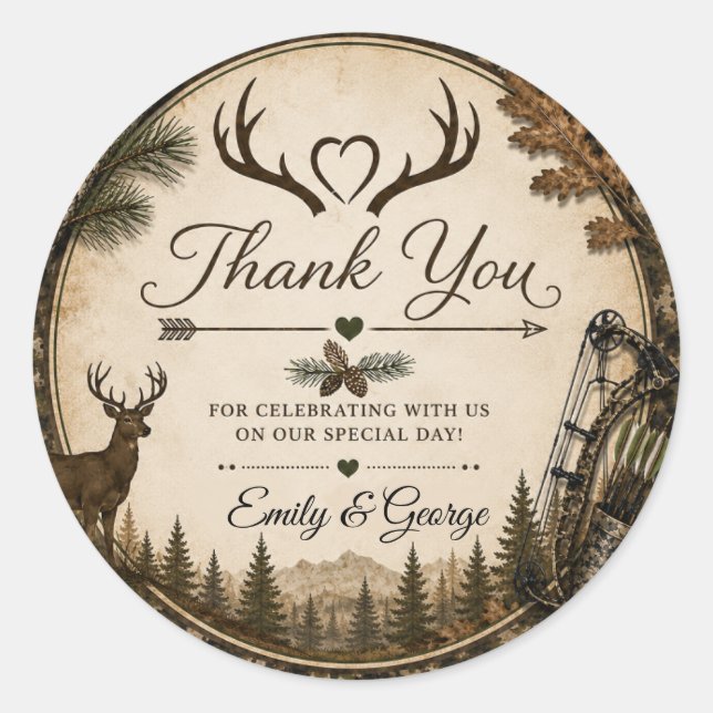 The Hunt Is Over Camouflage Wedding Envelope Seal  (Front)