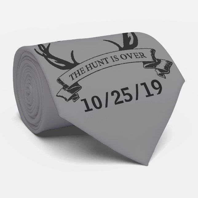 "The Hunt is Over" Custom Colour Rustic Wedding Tie (Rolled)
