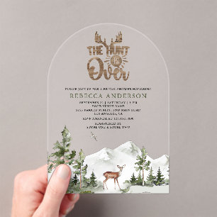 The Hunt is Over Forest Deer Bridal Shower Acrylic Invitations