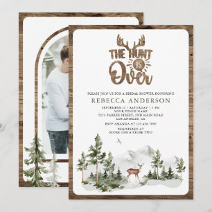 The Hunt is Over Forest Deer Bridal Shower Photo Invitation