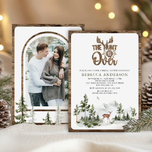 The Hunt is Over Forest Deer Bridal Shower Photo Invitation