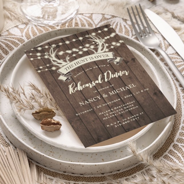 "The Hunt is Over" Rustic Barn Rehearsal Dinner Invitation (Creator Uploaded)