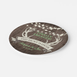 The Hunt is Over Rustic Engagement Party Paper Plate