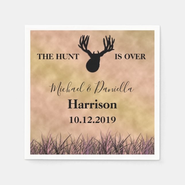 The Hunt is Over Wedding Napkin (Front)
