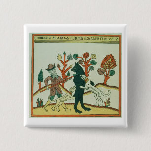 The Hunter and the Boar, Russian, late 18th centur 2 Inch Square Button