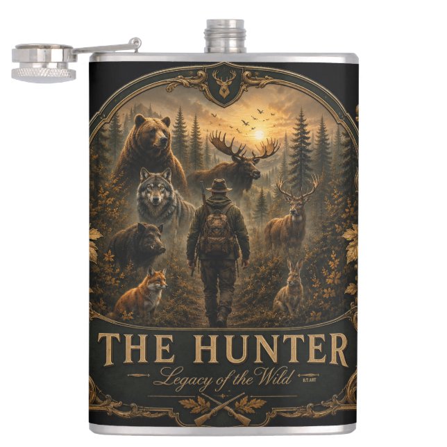 The Hunter , Into the Wild Silence  Hip Flask (Opened)
