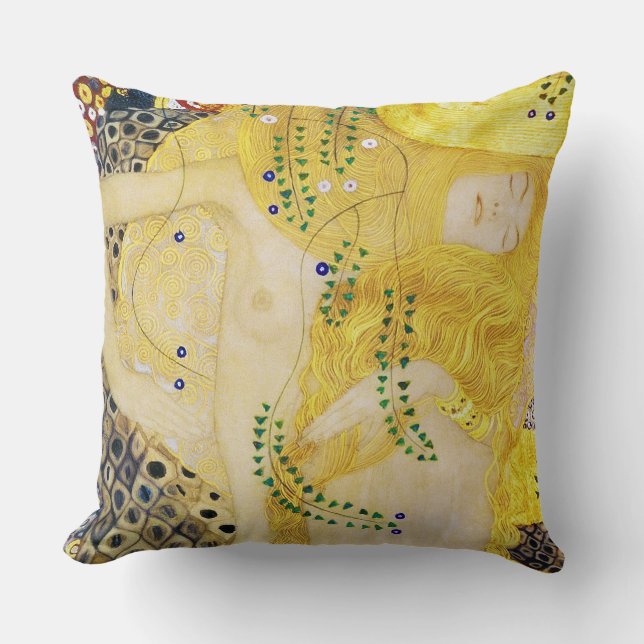 The Hydra, Gustav Klimt Throw Pillow (Front)