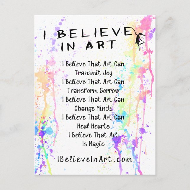 The I Believe In Art Manifesto Promotional Postcard (Front)