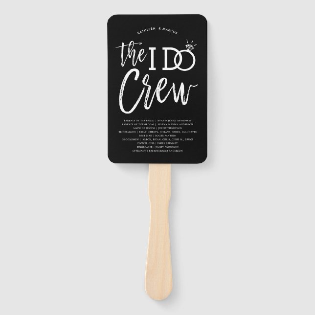 The I Do Crew | Wedding Party and Program Black Hand Fan (Front)