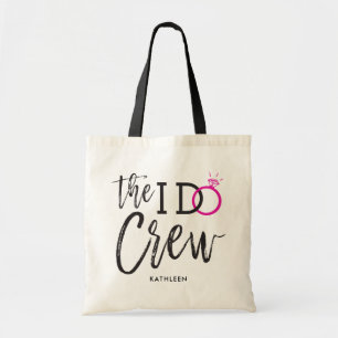 The I Do Crew Wedding Party Custom Name D. Pink Tote Bag