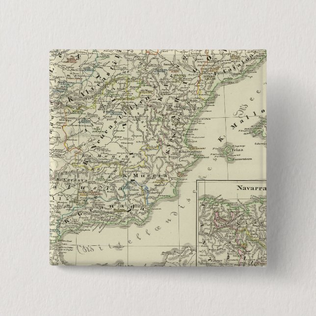 The Iberian peninsula since the beginning 2 Inch Square Button (Front)