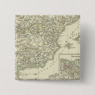 The Iberian peninsula since the beginning 2 Inch Square Button