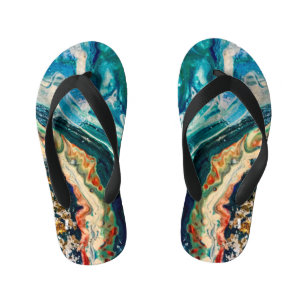 The Ice and The Fish abstract painting  Kid's Flip Flops