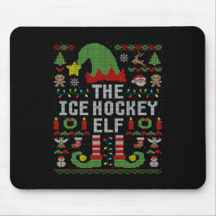 The Ice Hockey Elf Ugly Christmas Matching Family Mouse Pad