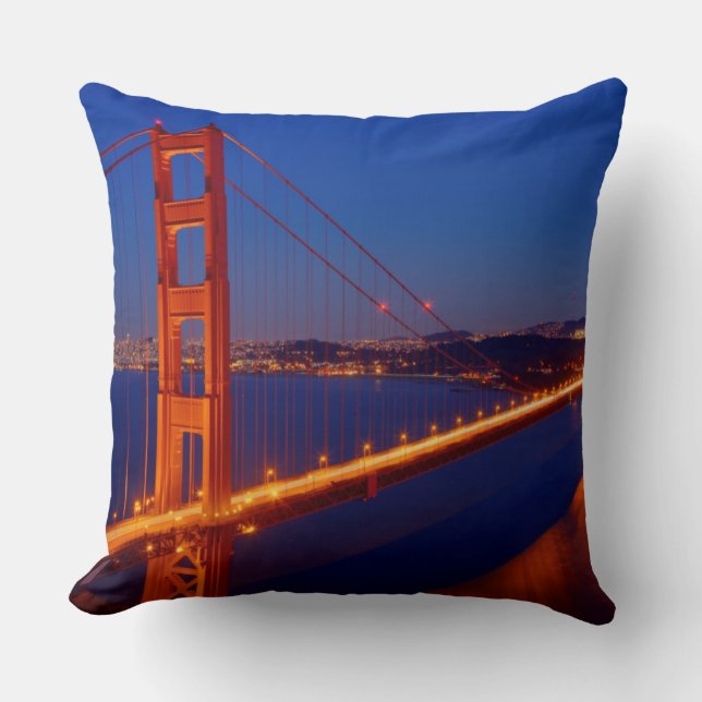 The iconic bridge with San Francisco Throw Pillow (Front)