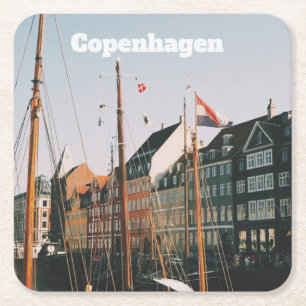The iconic Nyhavn, Copenhagen, Denmark Square Paper Coaster