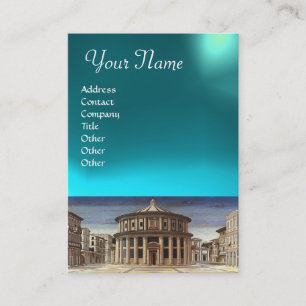 THE IDEAL CITY,bright  aquamarine blue Business Card