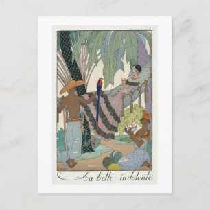 The idle beauty (pochoir print) postcard